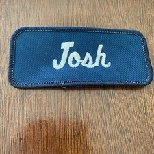 Josh Name Patch Embroidered Navy Blue & White Stitch Iron-On Personalized