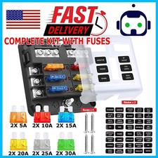 6 Way Car Boot Power Distribution 12-24V Blade Fuse Holder Box Block Panel Board