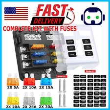 6 Way Car Boot Power Distribution 12-24V Blade Fuse Holder Box Block Panel Board