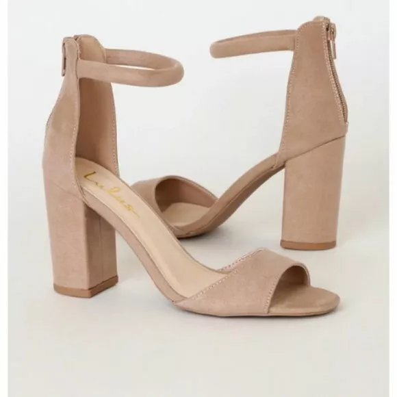 Taupe ankle strap clearance heels