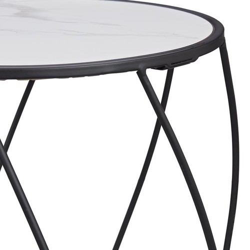 15" Round Matte Black Faux Marble Top Plant Stand Indoor Outdoor Accent Table US - Picture 3 of 6