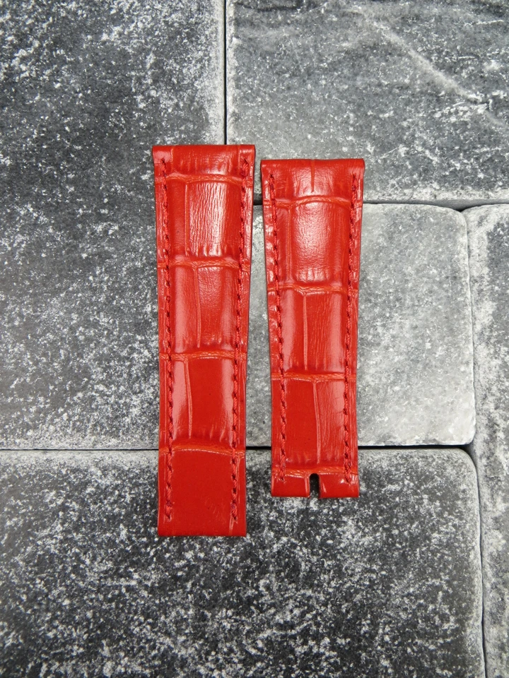 20mm Leather Strap White Red Orange Blue Watch Band Rolex Daytona Regular x1 O - Image 2 of 4