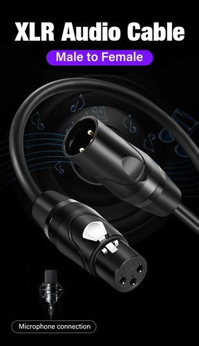 3Pin XLR Connectors Cable For Shotgun Microphones Stage Studio Speaker Equipment - Picture 9 of 14