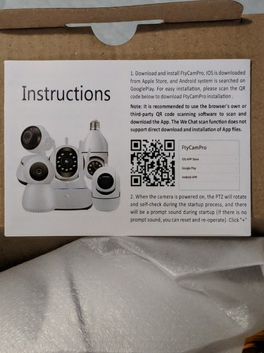WIFI, Light Socket SMART VIDEO CAMERA, Panorama, Moves up & down, NIB, - Afbeelding 4 van 7