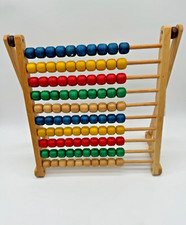 Vintage IKEA Abacus Wood Baby Toy Colorful Wooden Sliders Learning Development