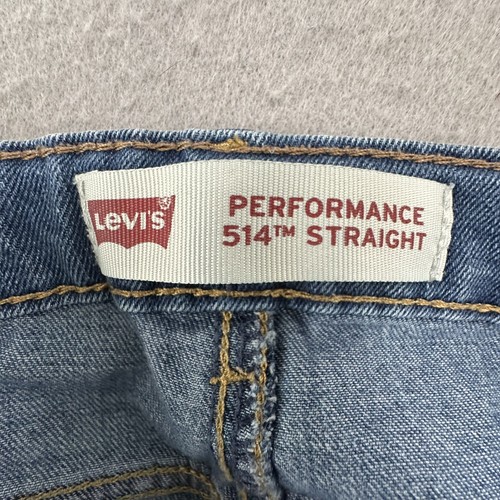 Levis Jeans Youth 16 Regular 28x30 514 Performance Straight Dark Wash Denim Blue - Picture 8 of 9