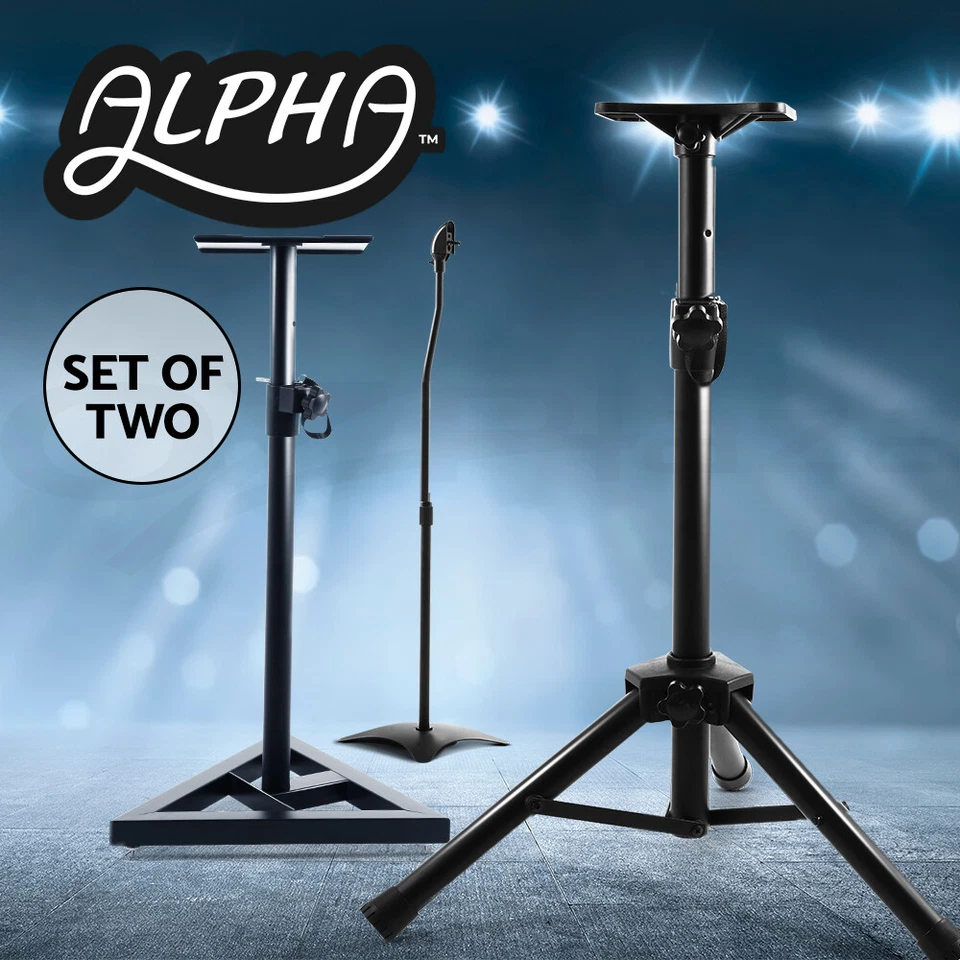 ALPHA 2pcs Speaker Stands Stand Tripod Home Studio Adjustable Height Surround