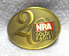 NRA Golden Eagles 20 Years Gold Tone Belt Buckle Great Vintage Condition
