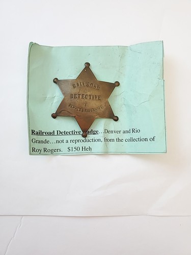 Antique Roy Roger's Railroad Detective Denver & Rio Grande Brass Badge - Picture 8 of 8