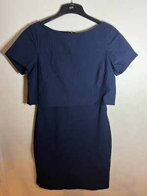 Banana Republic Ladies Navy Short Sleeve Dress Size 12 Cotton Layered | eBay
