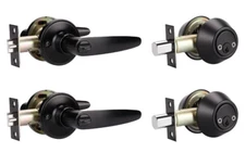 2 Pack Oiled Bronze Front Door Handle Double Cylinder Deadlock Exterior Doors