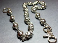 NEW 26" Chrome Skull Skeleton Biker Trucker Jean Chain For Wallet Thick Heavy   