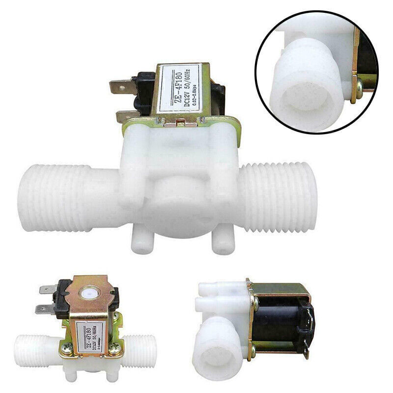 DC 12V 1/2" Plastic Electric Solenoid Valve N/C Water Inlet Flow Switch