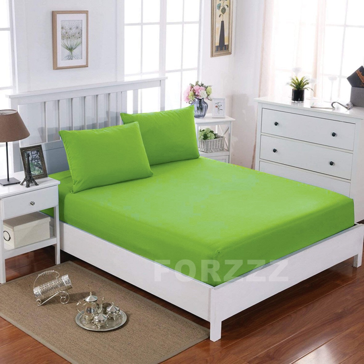 Elegant 2200TC 3 Pieces Fitted Sheet Pillowcase Set King Single Double