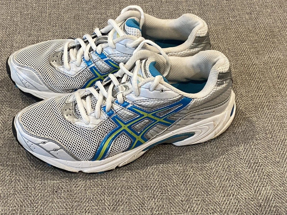 ASICS Gel Galaxy 4 Women s White Blue Lime Athletic Running Shoes Size 9.5