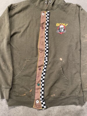 Sweat à Capuche Vintage Powell Peralta Bones Caballero Imprimé Années 90 - Taille L Vert