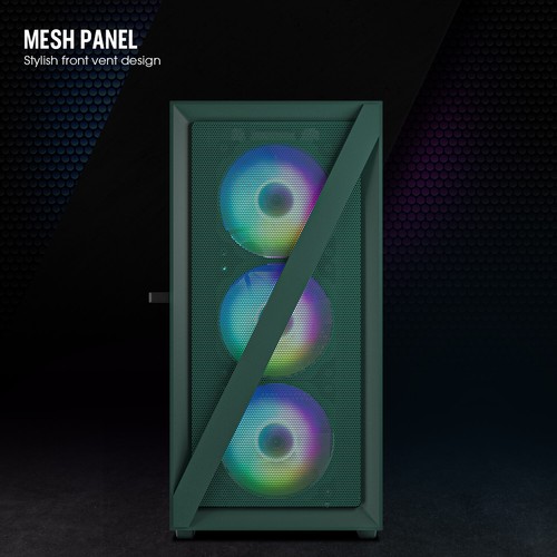 Vetroo M05 Micro ATX MINI ITX Gaming PC Case Tempered Glass w/ ARGB Fan Green - Picture 3 of 8