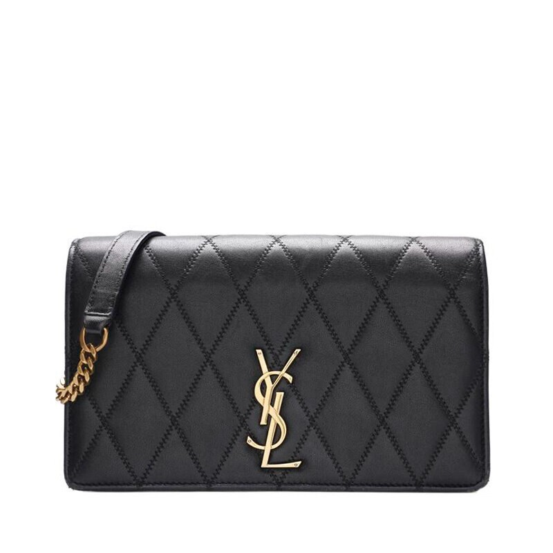 Mini borsa a tracolla Saint Laurent nera Becky catena oro