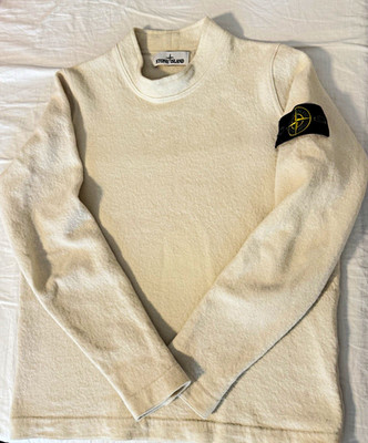 Stone Island Herren Strickpullover Beige Rundhals Langarm Logo-Patch Gr. M
