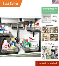 under Sink Organizer - 2 Packs Multi-Purpose Pull-Out Storage Organizers, Slide