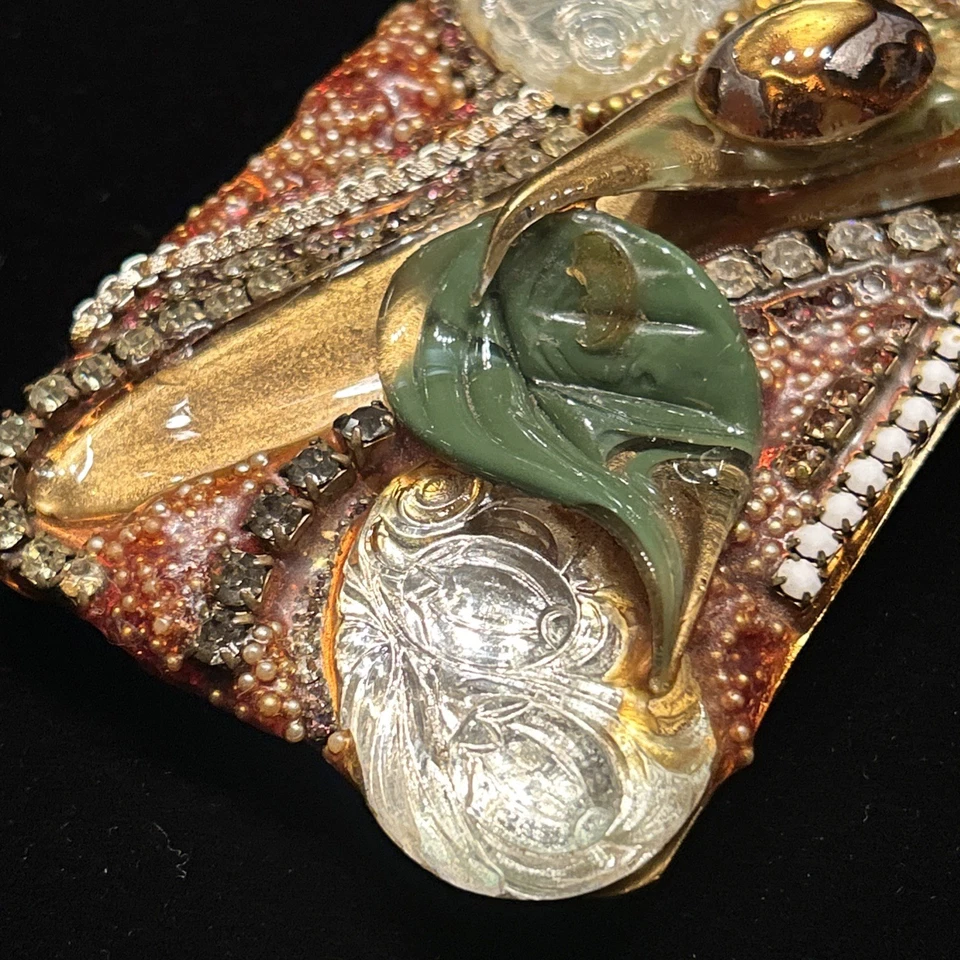 Vintage 1980's Wendy Gell Belt Buckle Handmade 3.5x2.5 in Artist OOAK RARE - Image 4 of 4