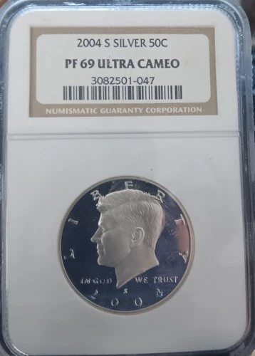 2004-S NGC PF69 UCAM Silver Proof Kennedy Half Dollar 90% silver