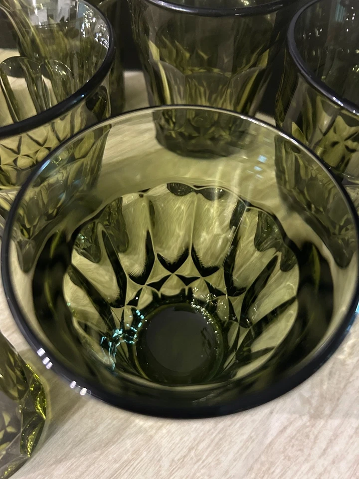 Perspective Green by NORITAKE 5"  Glasses/ Tumblers Set Of 8 1970-1985 - Image 3 of 4