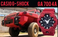 Casio Men's Watch G-Shock Quartz Black Analog-Digital Dial Red Strap GA700-4A