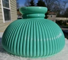 Vintage B+P Hurricane Ribbed Cased Glass Lamp Shade Student Rare Seafoam Green