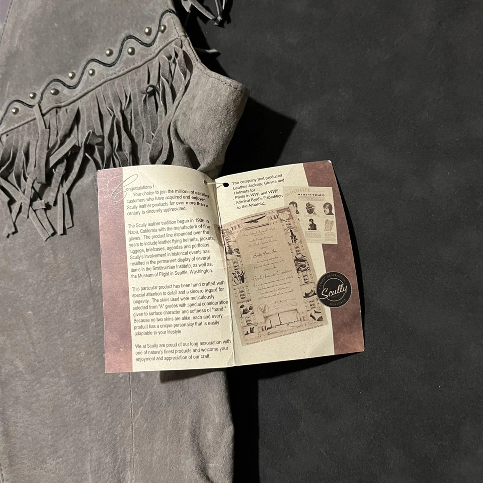 Scully Suede Fringe Vest Womens Gray Western Boho Lined Leather Open Front L26 - Image 4 of 4