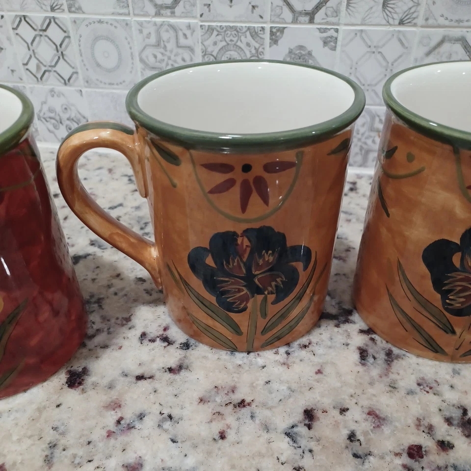 Сертифицированный международный кофейные кружки набор из 4 Susan Winget тюльпаны подсолнечника анютины глазки - Изображение 3 из 4