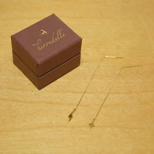 hirondelle Earrings Thunder/Flash K18 Gold Chain 2.0in