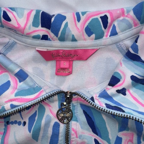 Lilly Pulitzer Skipper Popover Pullover Top Skim Blue Pink Sea Anchor Size Small - Picture 4 of 8