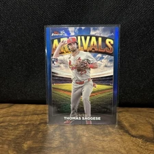 2025 Topps Finest - Arrivals Thomas Saggese #A-19 Blue Refractor /99 (RC)