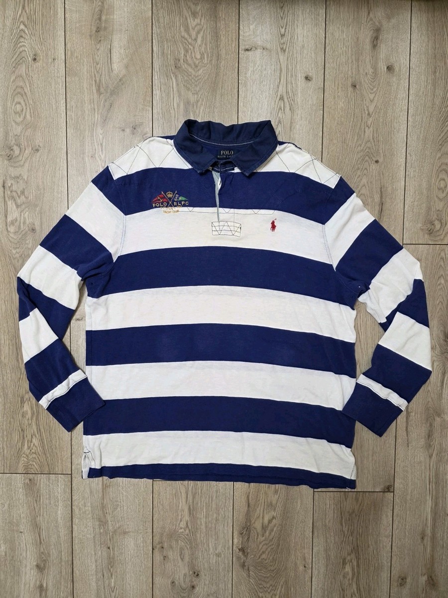 POLO RALPH LAUREN VINTAGE RUGBY SHIRT 90s LONG SLEEVE STRIPED POLO