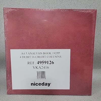 Hardback Analysebuch mit 4 Debit 16 Kredit Kassenspalten Kontenbuch rot