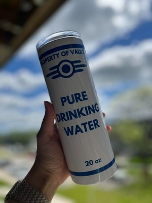 FalloutPure Drinking Water Tumbler Fallout Thermos 20oz With Clear Lid And Straw