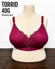 Torrid Pink Wireless Bra 40G Lace Trim Full Coverage Plus Size