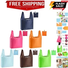 Large Reusable Bags Shopping Washable Foldable 6 Pack Grocery Bags Heavy Duty...