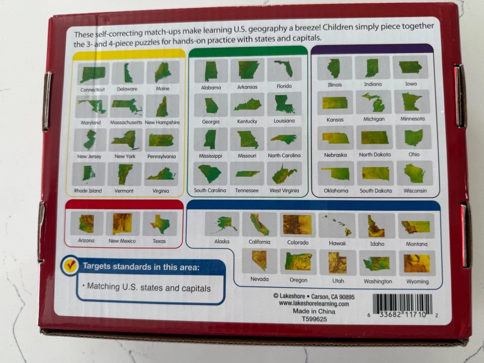 Lakeshore Estados y capitales de Estados Unidos enfrentamientos aumentan habilidades geográficas educación Foto 3 de 4