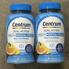 (NEW) 2 Bottles Centrum Dual Action Multi+Mental Focus 90 GUMMIES