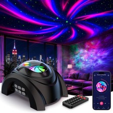 Galaxy Star Projector Aurora Night Light Dual Lens Bluetooth Speaker White Noise