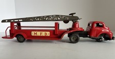 Vintage Tin Toy M.F.D. Ladder Fire Truck Friction Japan   Missing Wheels