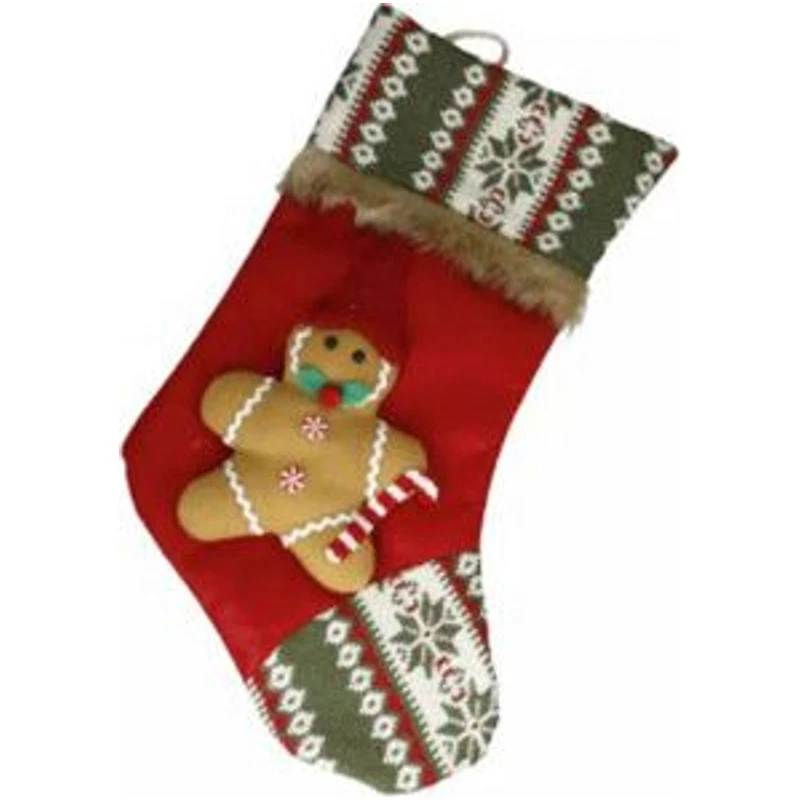 Calza Natalizia da Appendere BRANDANI Babbo Natale Pupazzo Pan di Zenzero 46 cm, fotografia 5 di 9