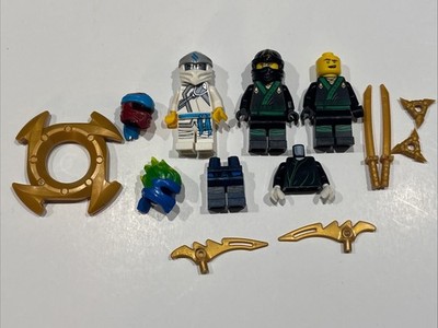 LEGO NINJAGO Lot, Core Zane Lloyd Kai Helmets And Weapons Minifigures Incomplete