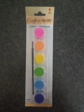 Crafter's Square 6 NON TOXIC Color Paint & Brush KIT FOR KIDS - NEW Neon Colors