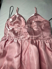 FOREVER 21 Pink Satin V-Neck Mini Slip Dress, Solid, Women's Size S