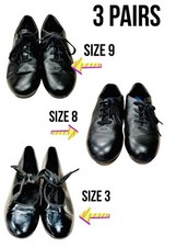 3 Pairs GIRLS CAPEZIO Tap Shoes Size 3, 8 and 9 Pre-owned