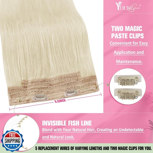 YoungSee 120G Wire Hair Extensions Human Hair Blonde Wire Human Hair Extensio - Picture 3 of 5