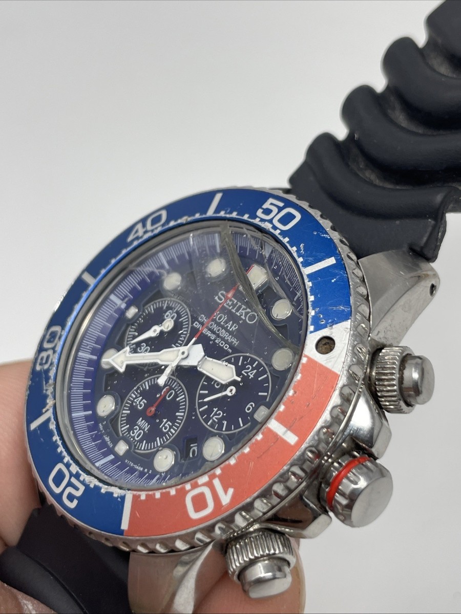 SEIKO Prospex V175-0AD0 Chronograph Pepsi Divers Solar Qz 42mm